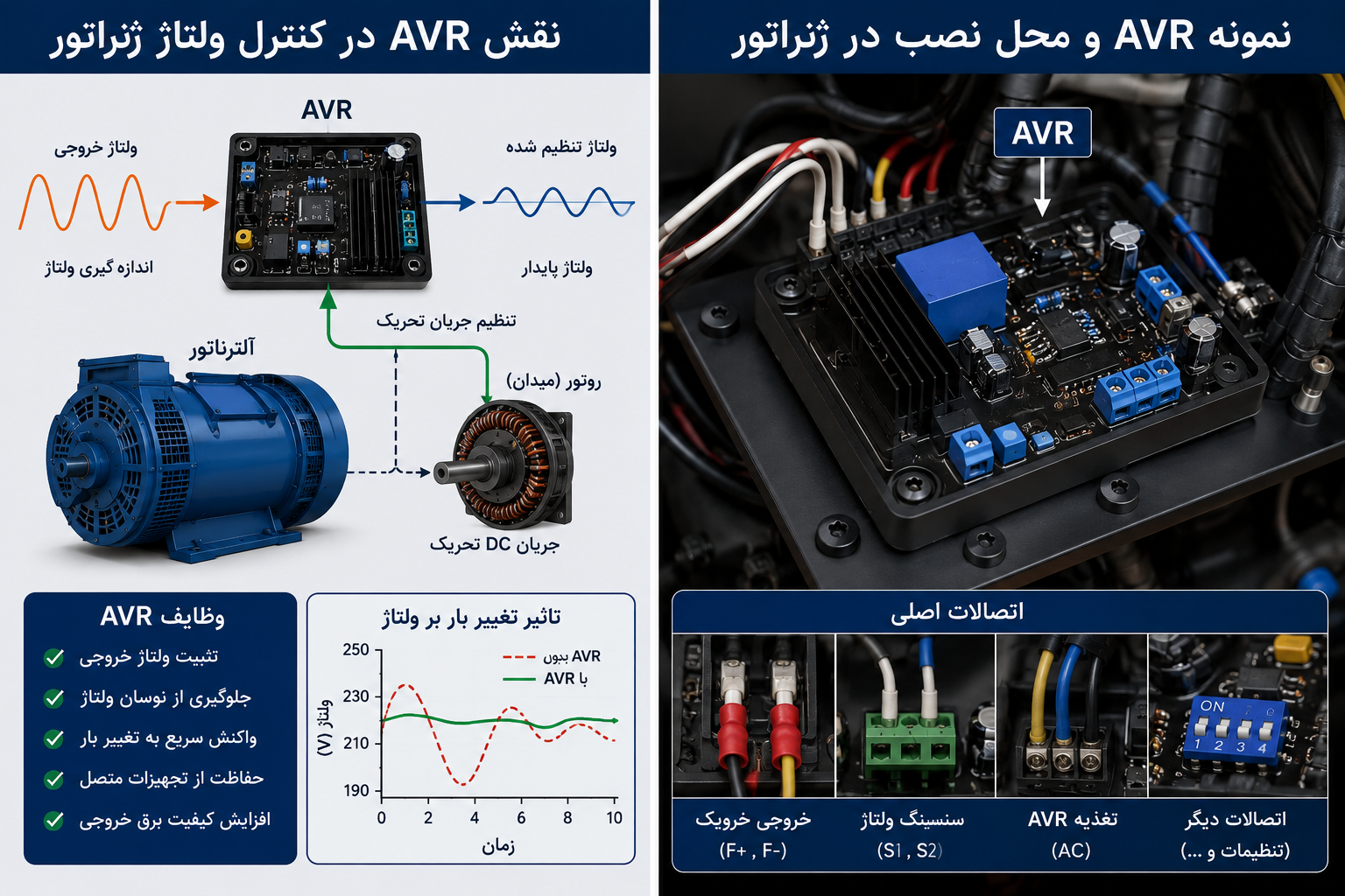 تنظیم کننده اتوماتیک ولتاژ ( AVR ) در ژنراتور